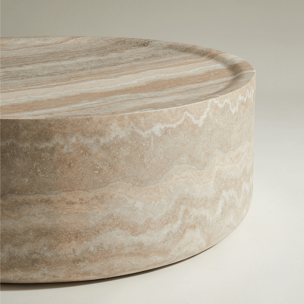 Hermes Round Coffee Table Travertine Effect