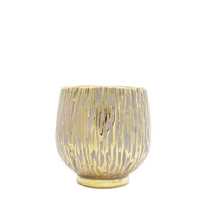 Rounded White and Gold Vase