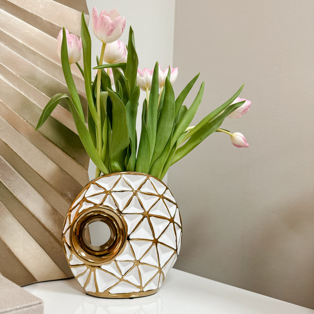 Small Round Vase with Keyhole Detail