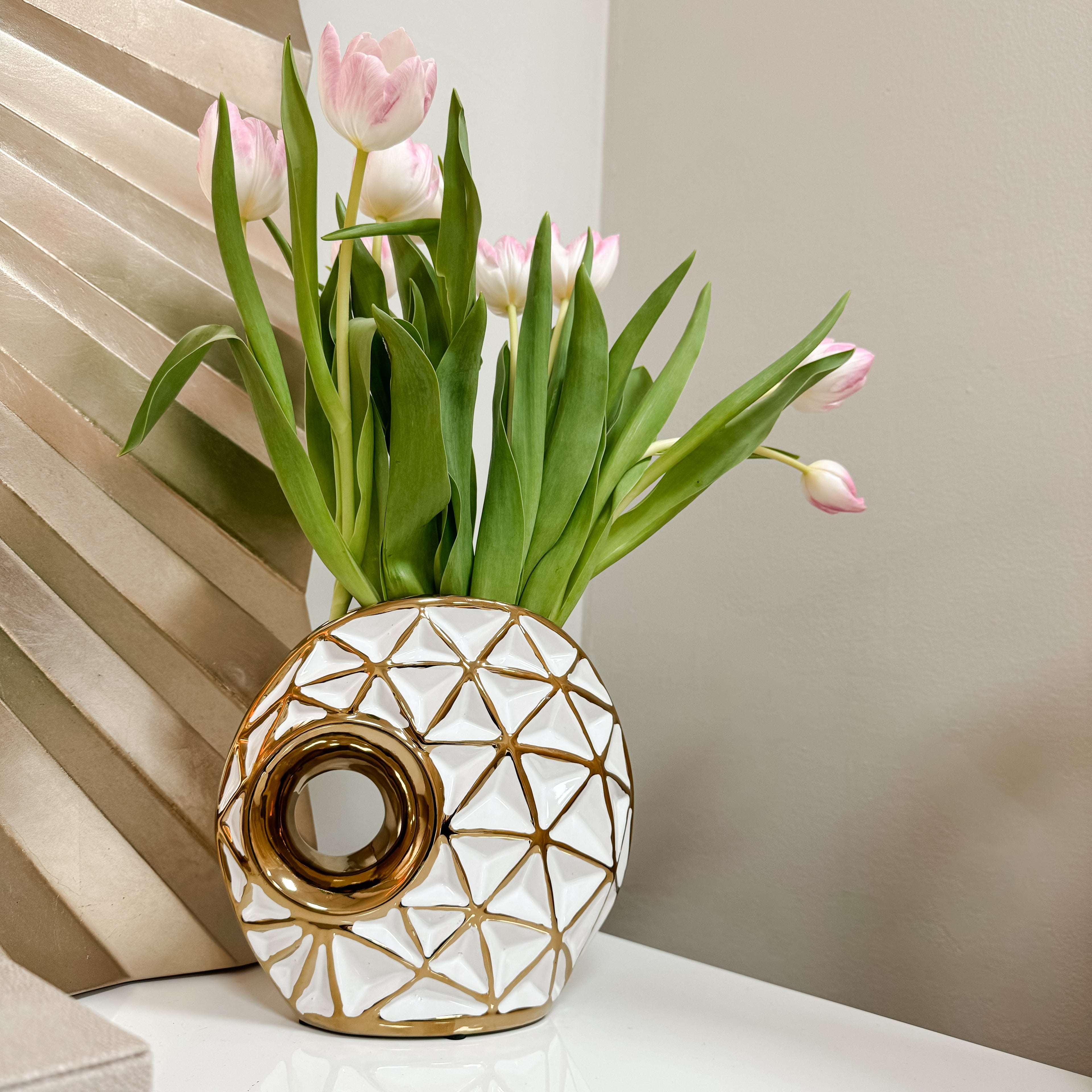 Small Round Vase with Keyhole Detail