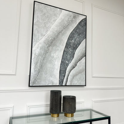 Contrasting Grey Wall Art with Black Frame