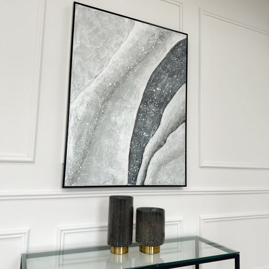 Contrasting Grey Wall Art with Black Frame