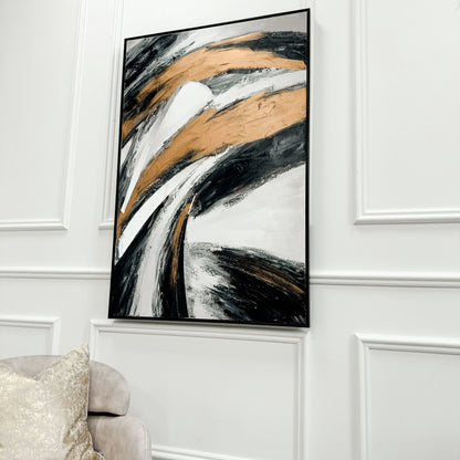 Abstract Canvas with Monochrome Tones and Bold Gold Accents