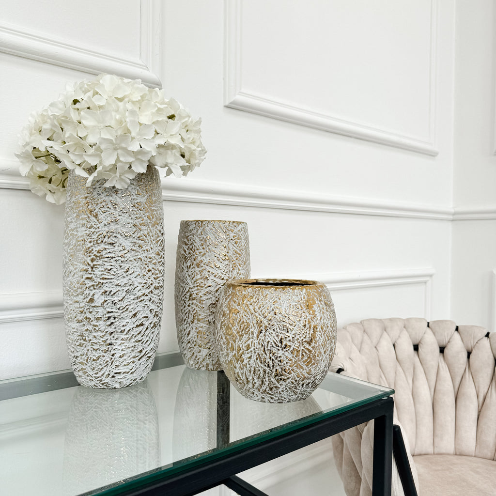 Small White and Gold Gilded Vase