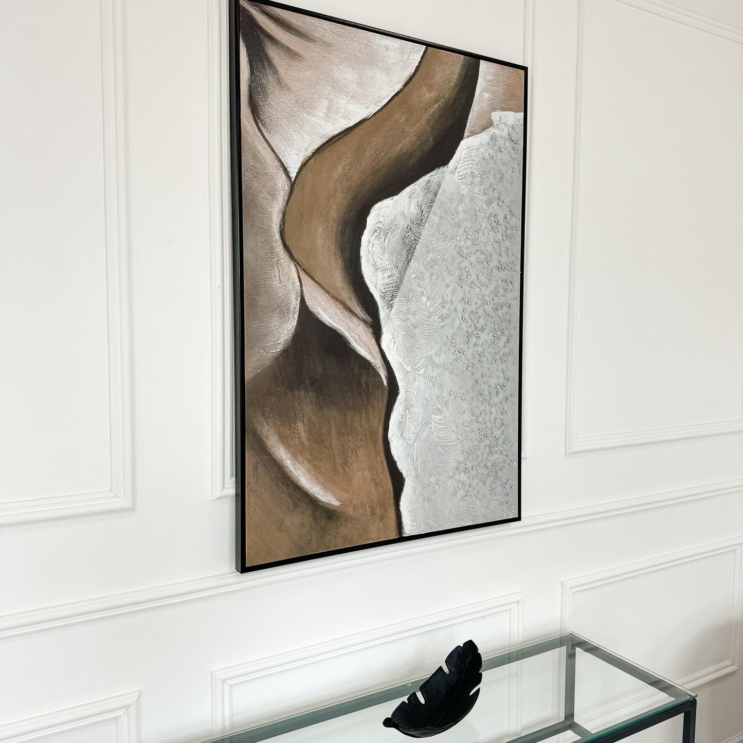 Large Rock Formation Canvas in Neutral Tones with Black Frame