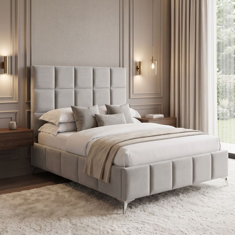 Imogen Light Grey Padded Ottoman Storage Bed