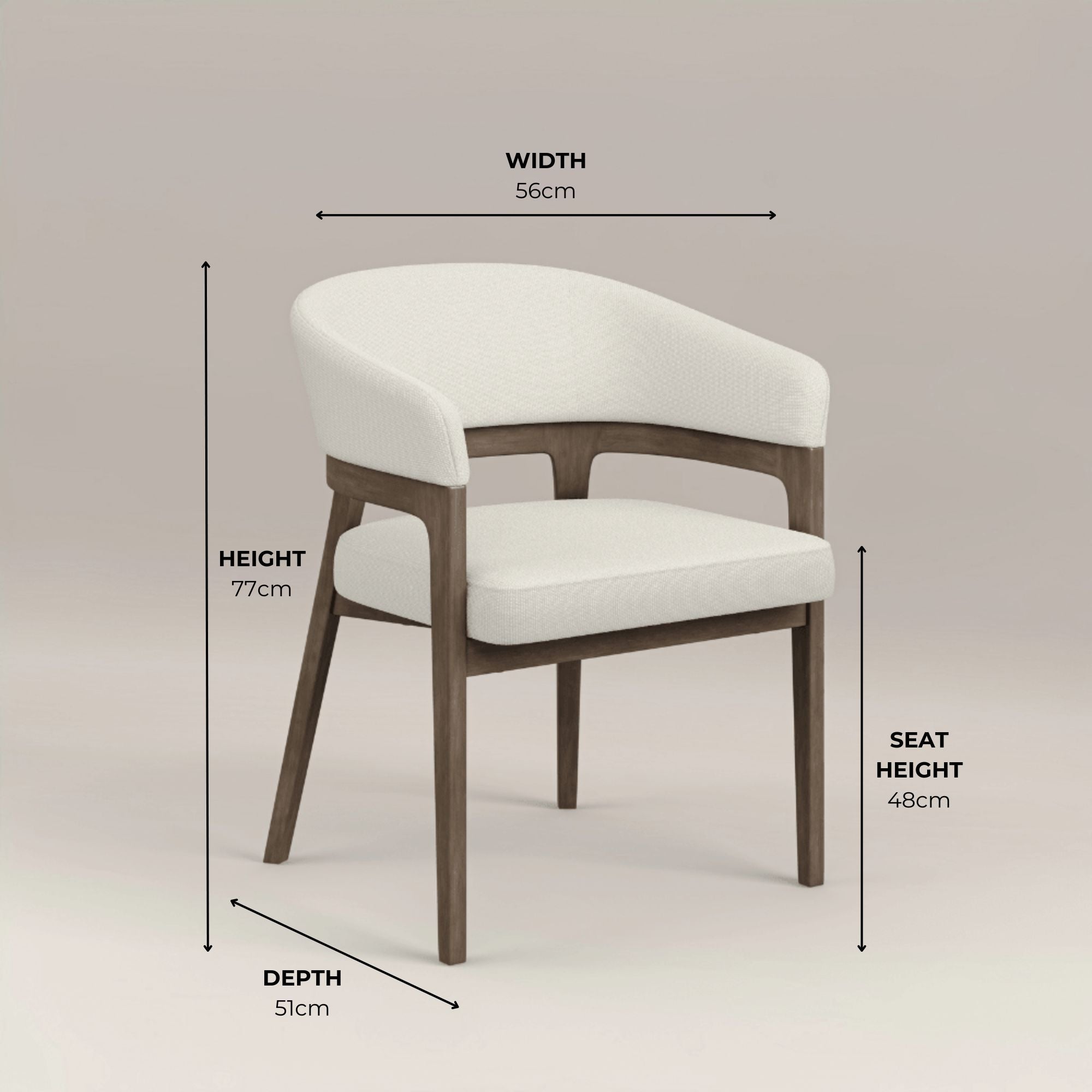 Kenso Walnut Wood Ivory Linen Dining Chair