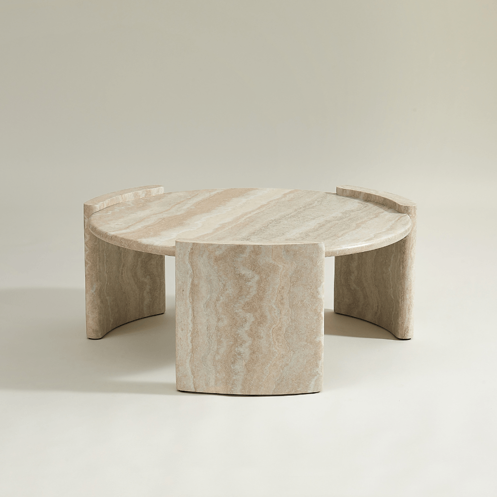Libra Round Coffee Table Travertine Effect