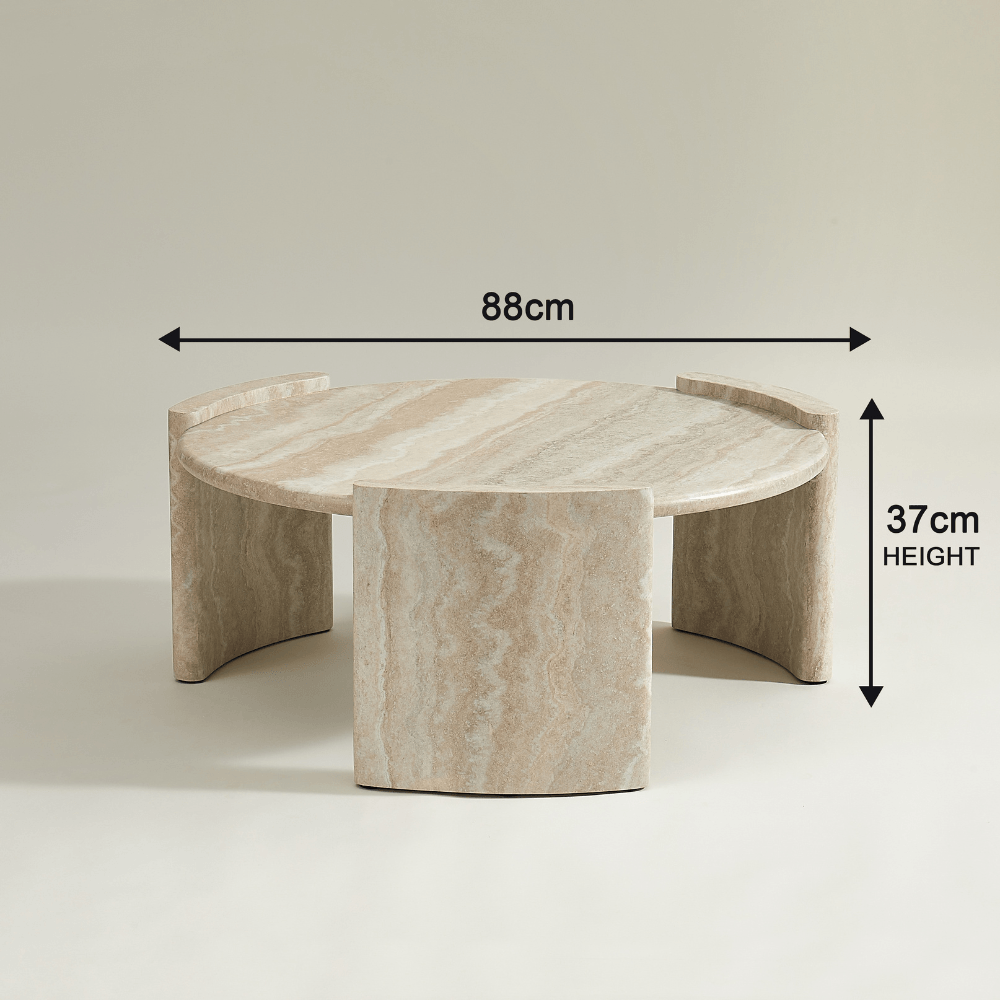 Libra Round Coffee Table Travertine Effect