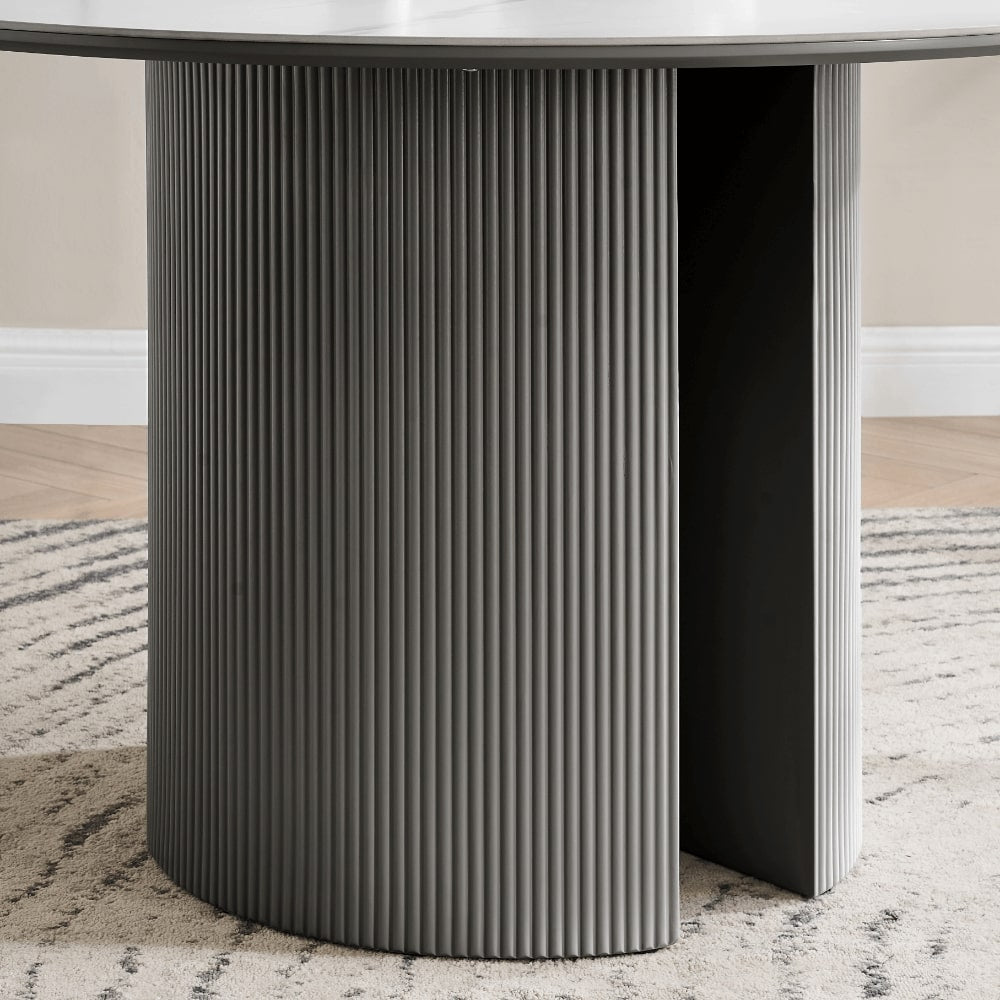 Lucas Grey Round Dining Table With White Ceramic Top