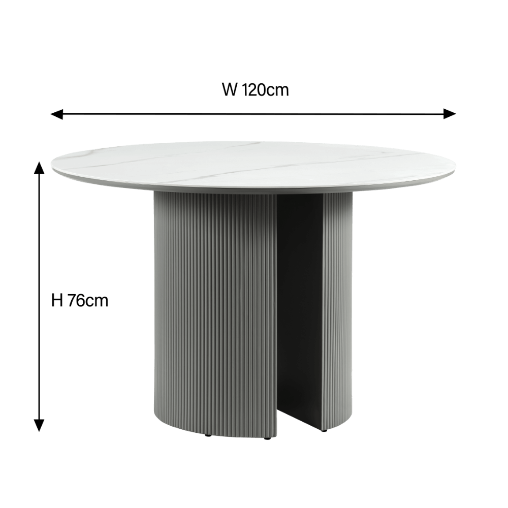 Lucas Grey Round Dining Table With White Ceramic Top
