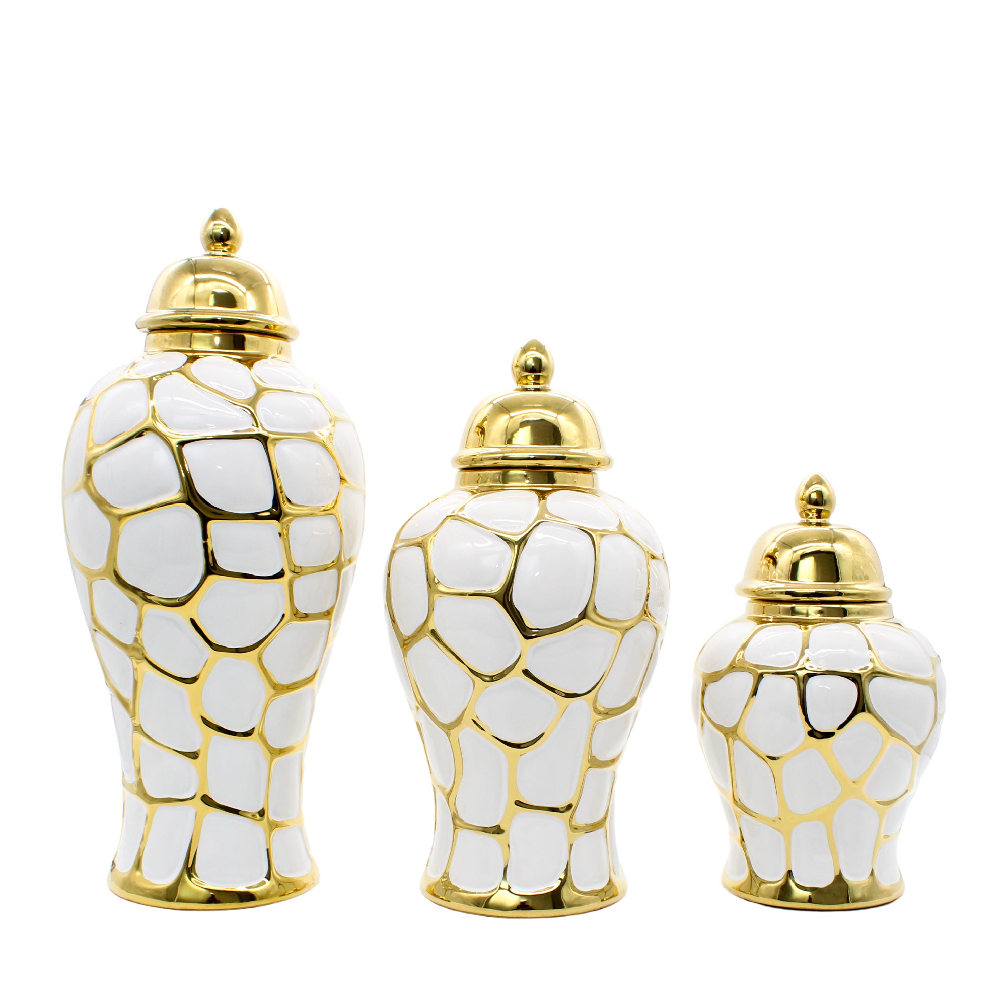 Small Curved Ginger Jar with Gold Detail