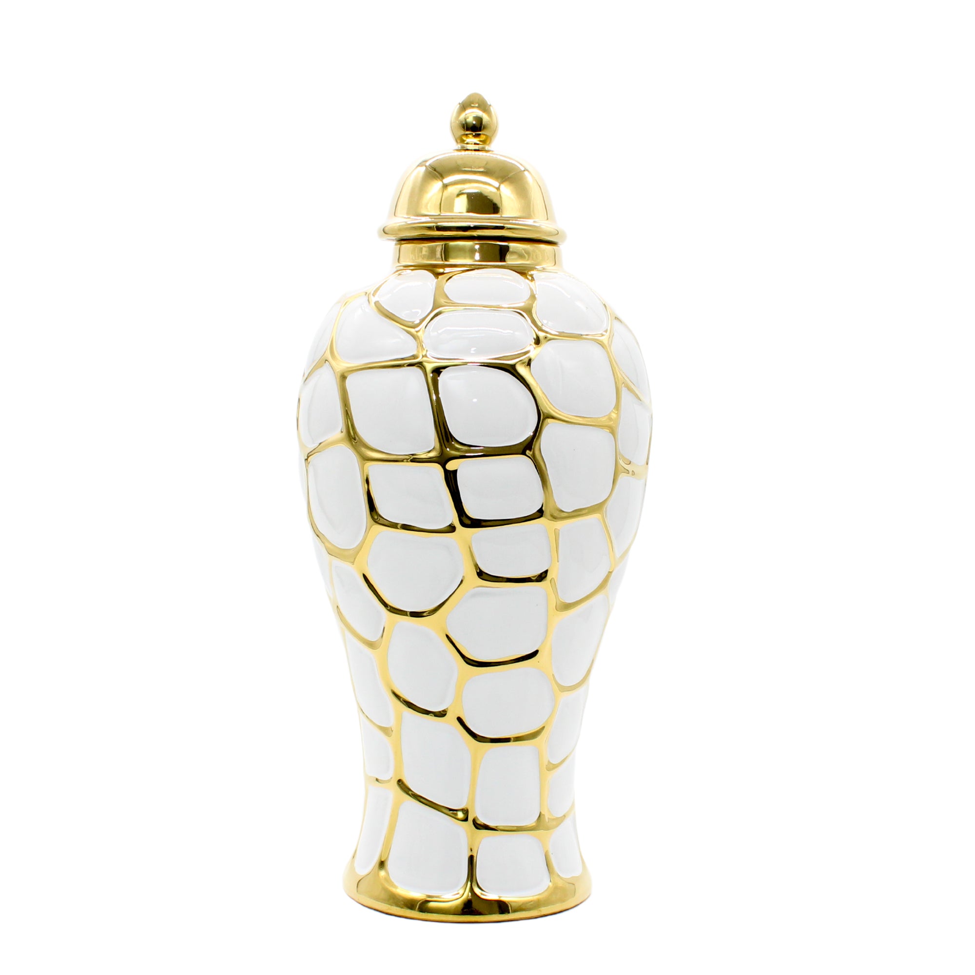 Large Curved Ceramic Ginger Jar with Gold Glaze