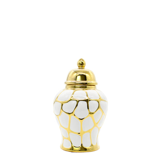 Small Curved Ginger Jar with Gold Detail