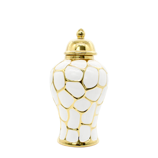 Medium Curved Ceramic Ginger Jar with Gold Detail