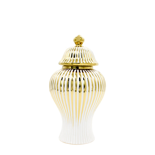 Small Curved Ginger Jar with Gold Glazed Lines