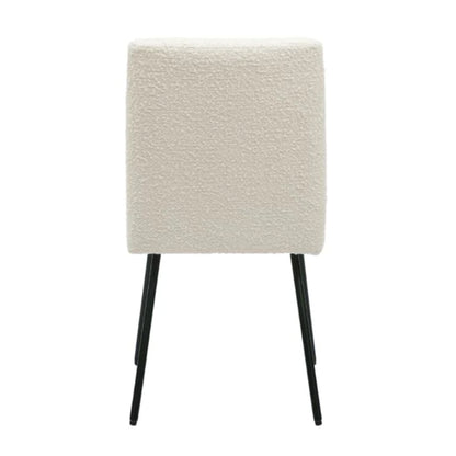 Cream Boucle Dining Chair With Black Legs