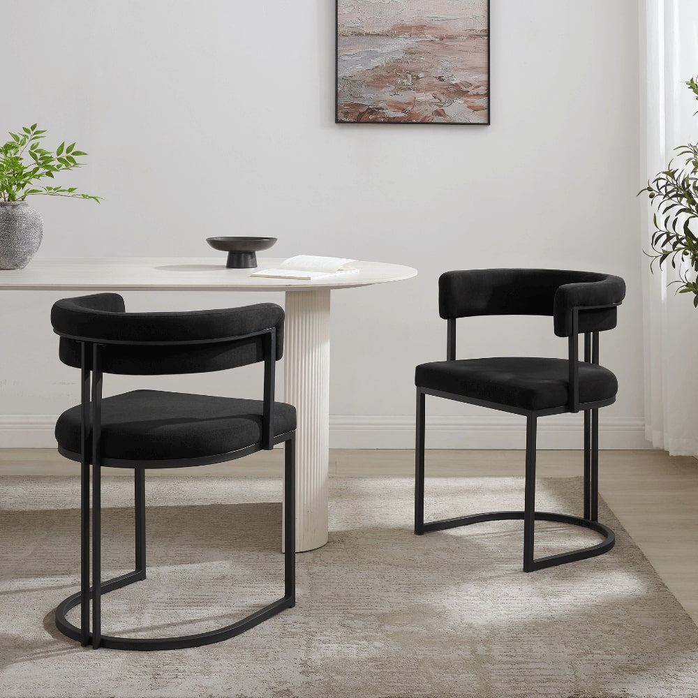 Sofia White Ceramic Dining Set With 6 Mia Black Chairs