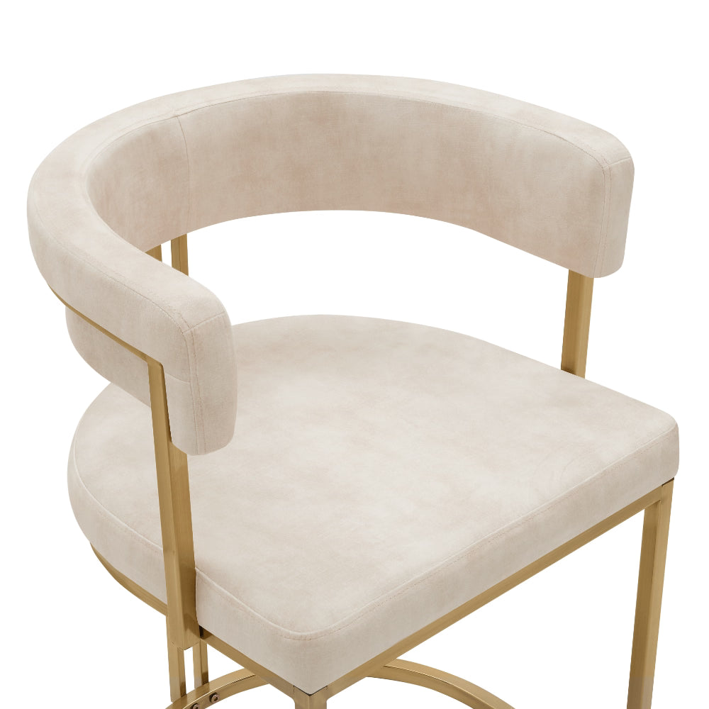 Petra Cream Travertine Ceramic Dining Set With 4 Mia Gold Chairs