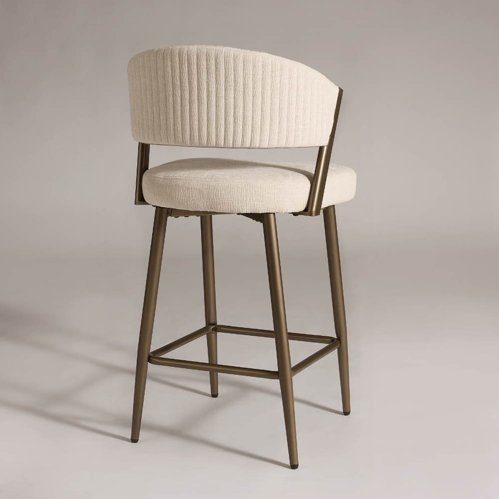 Maria Cream Curved Chenille Bronze Barstool