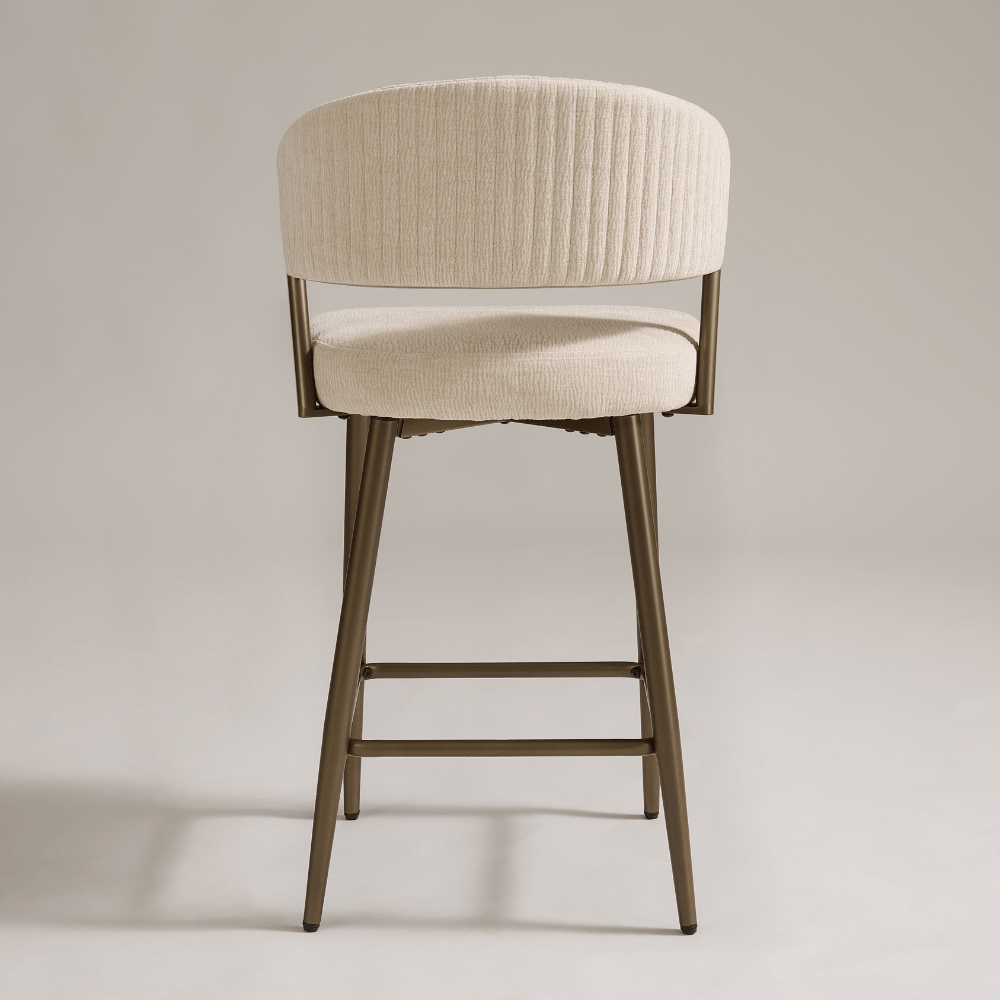 Maria Cream Curved Chenille Bronze Barstool