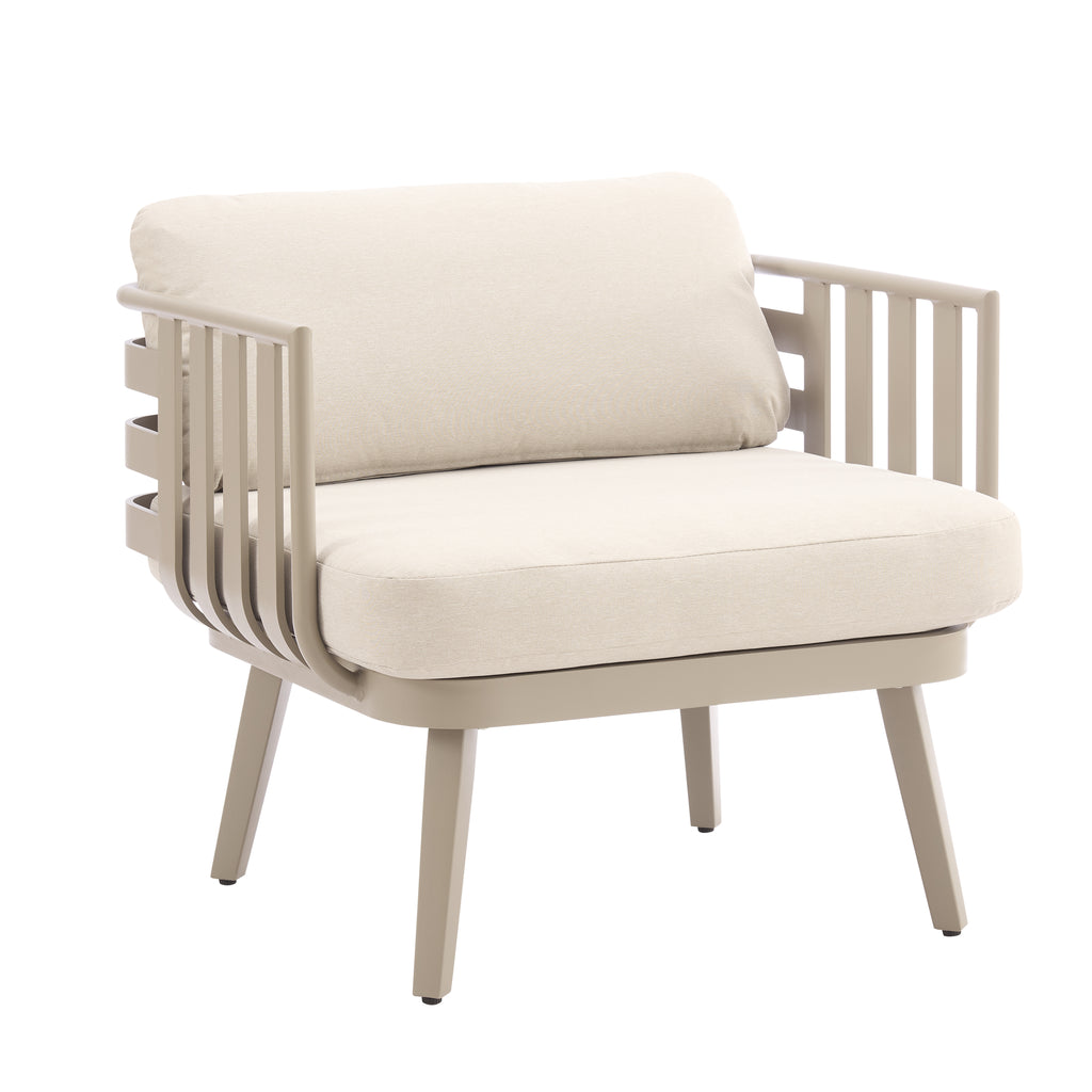 Venice Beige Aluminium 5 Seater Garden Sofa Set With Beige Cushions