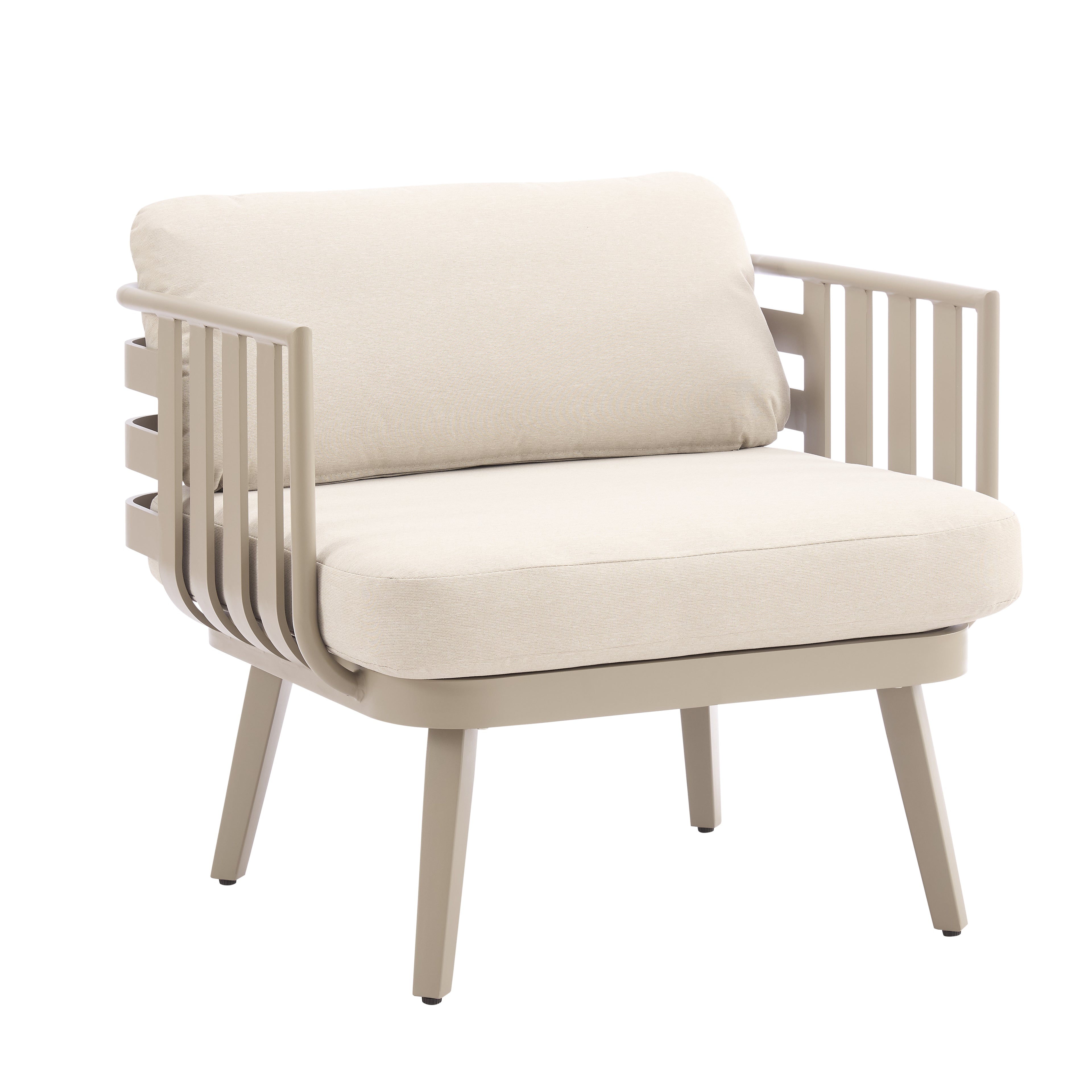 Venice Beige Aluminium 5 Seater Garden Sofa Set With Beige Cushions