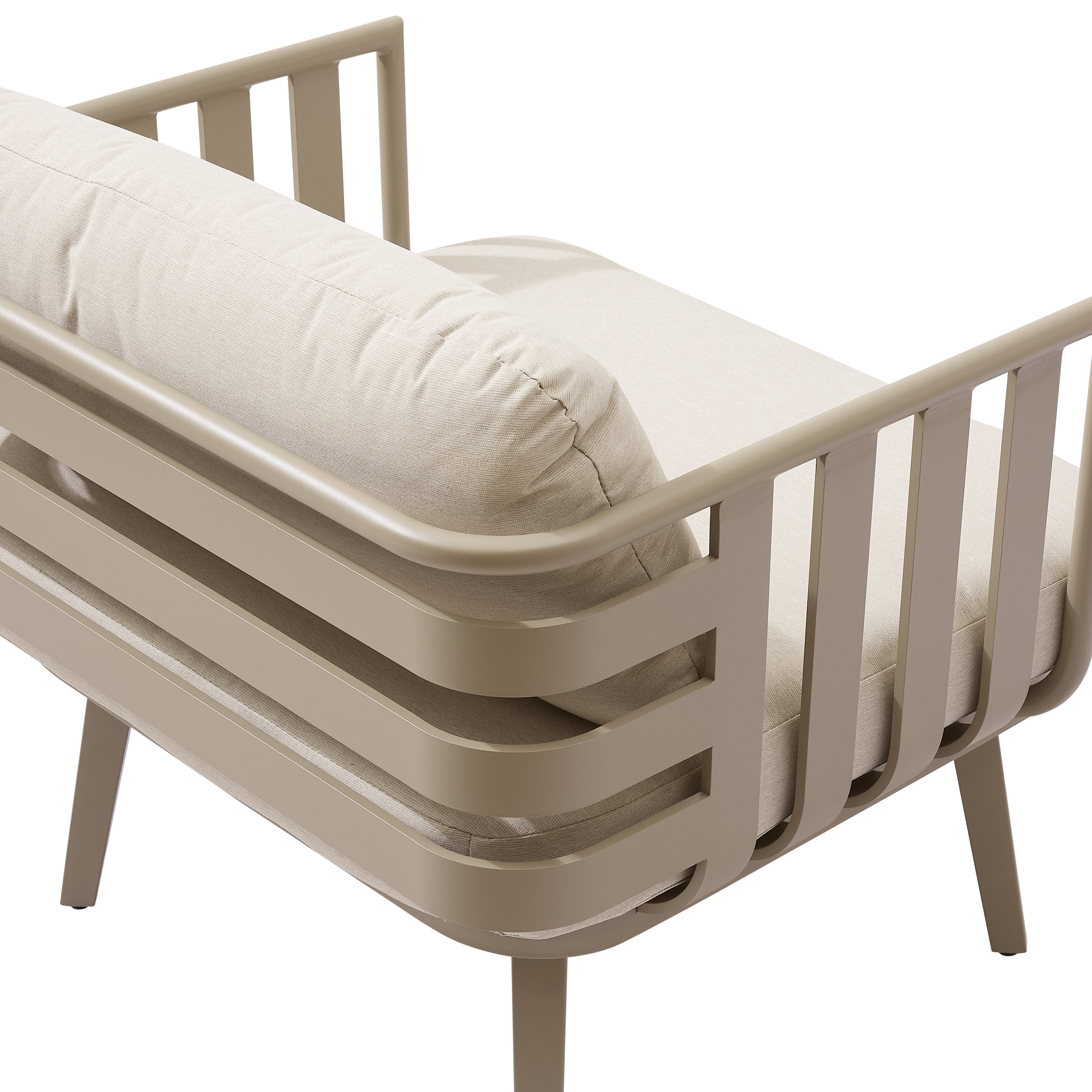 Venice Beige Aluminium 5 Seater Garden Sofa Set With Beige Cushions