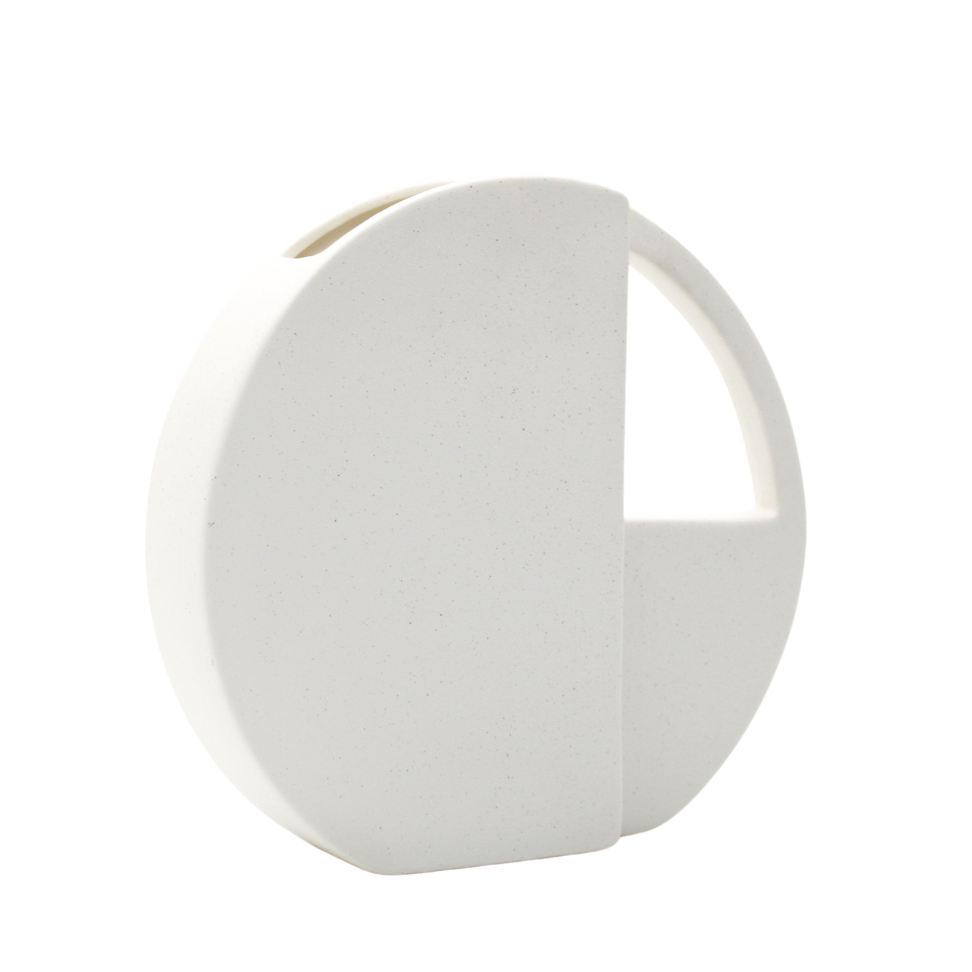 White Ceramic Round Decorative Vase