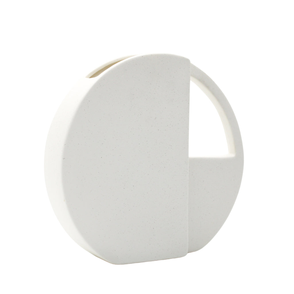 White Ceramic Round Decorative Vase