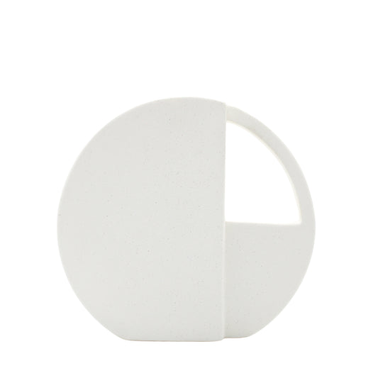 White Ceramic Round Decorative Vase