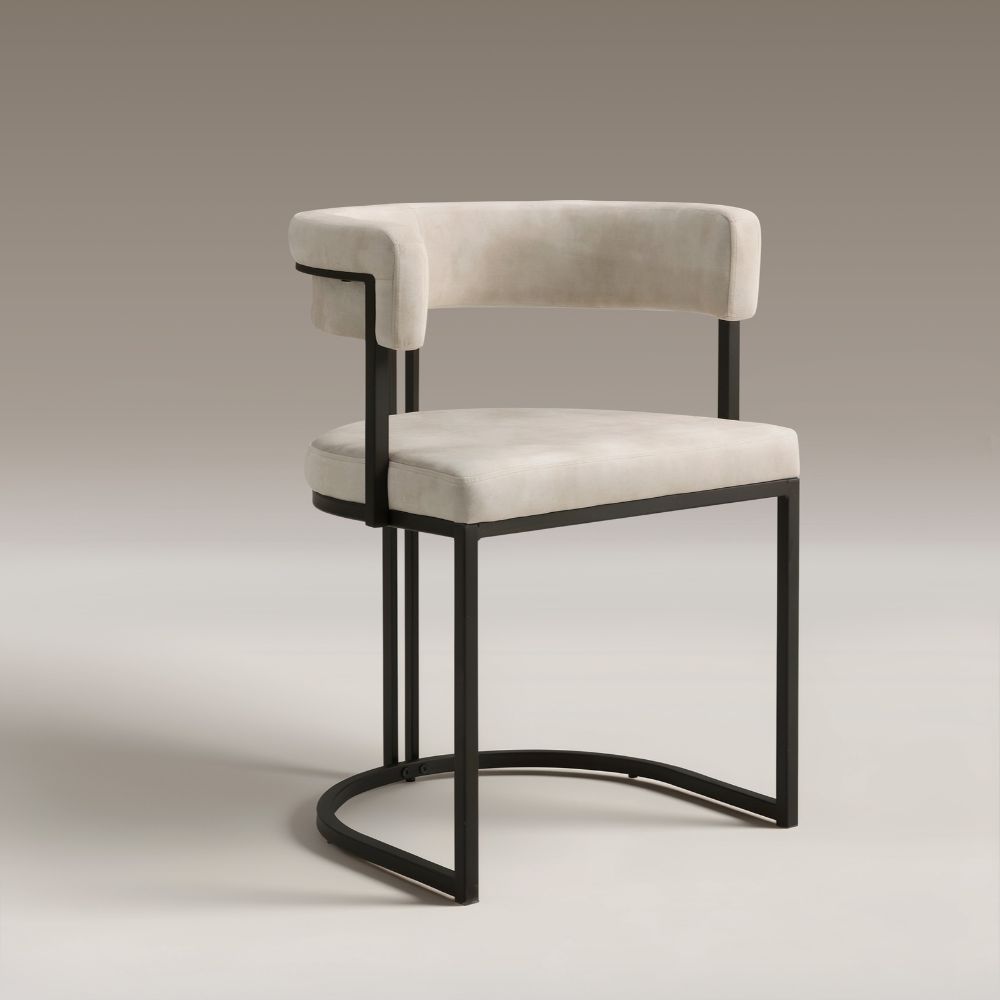 Mia Curved Cream Velvet Dining Chair