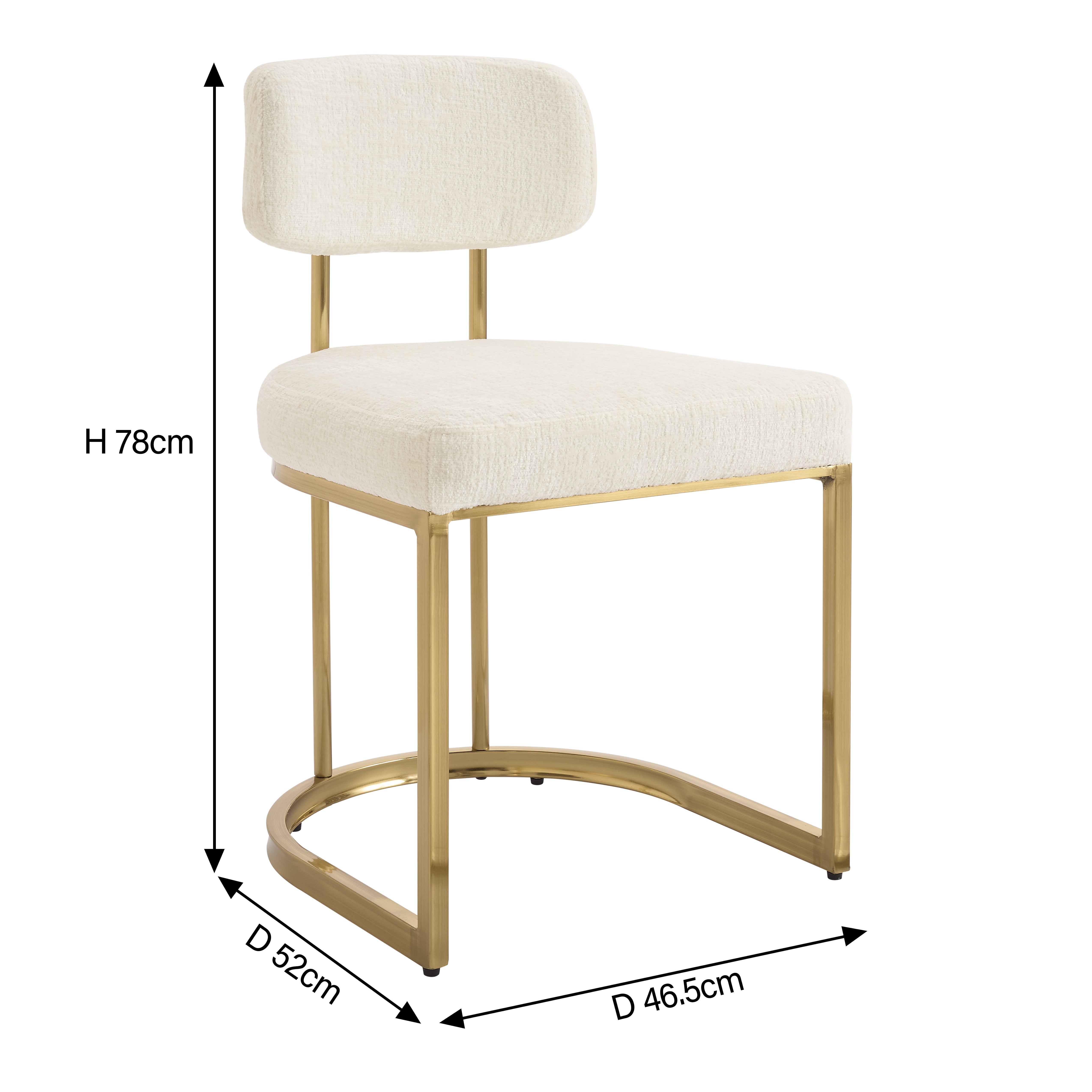 Rhea White Fabric Dining Chair With Brushed Gold Frame