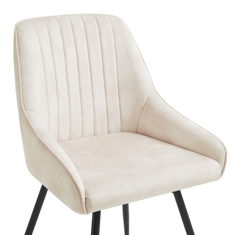 Amari Swivel Cream Velvet Dining Chair With Black Legs