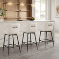 Amari Cream Velvet Swivel Bar Stool with Handle On Black Frame