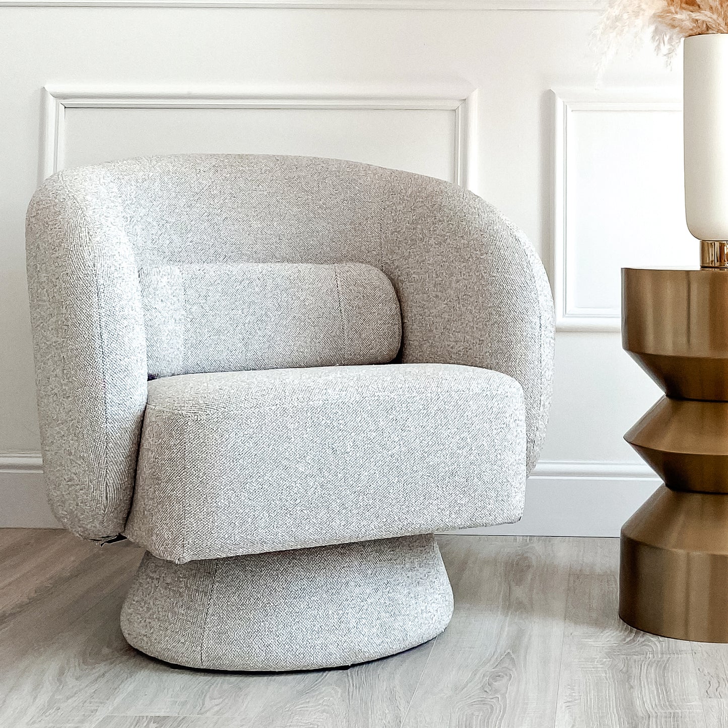 Oatmeal Boucle Accent Chair