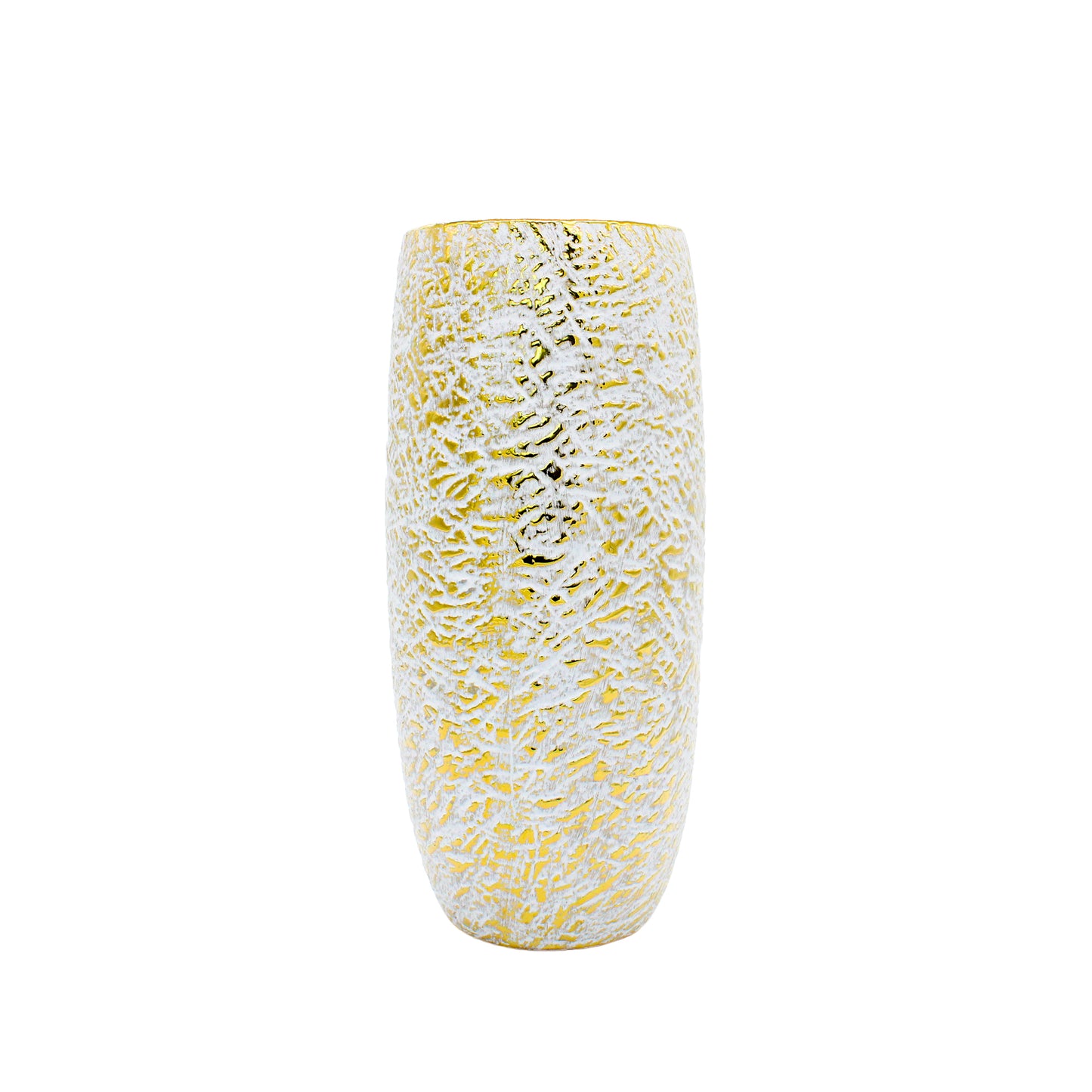 Tall White and Gold Gilded Vase