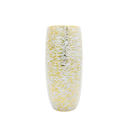 Tall White and Gold Gilded Vase