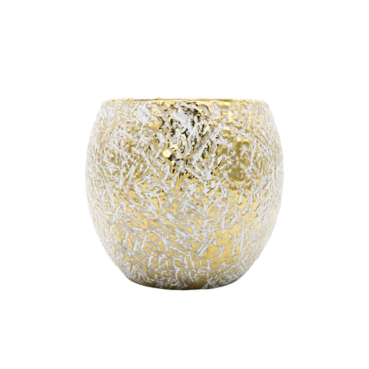 Rounded White and Gold Gilded Vase