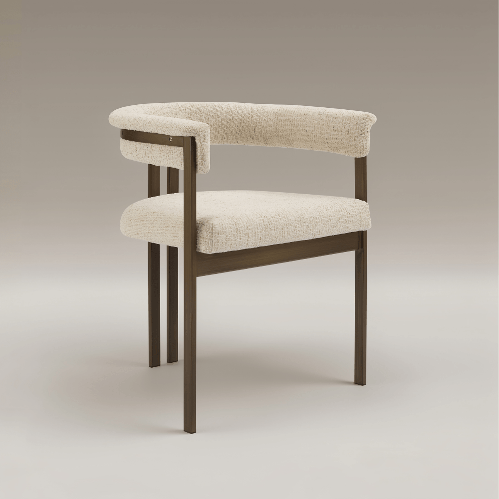 Stella Curved Cream Brushed Bronze Dining Chair