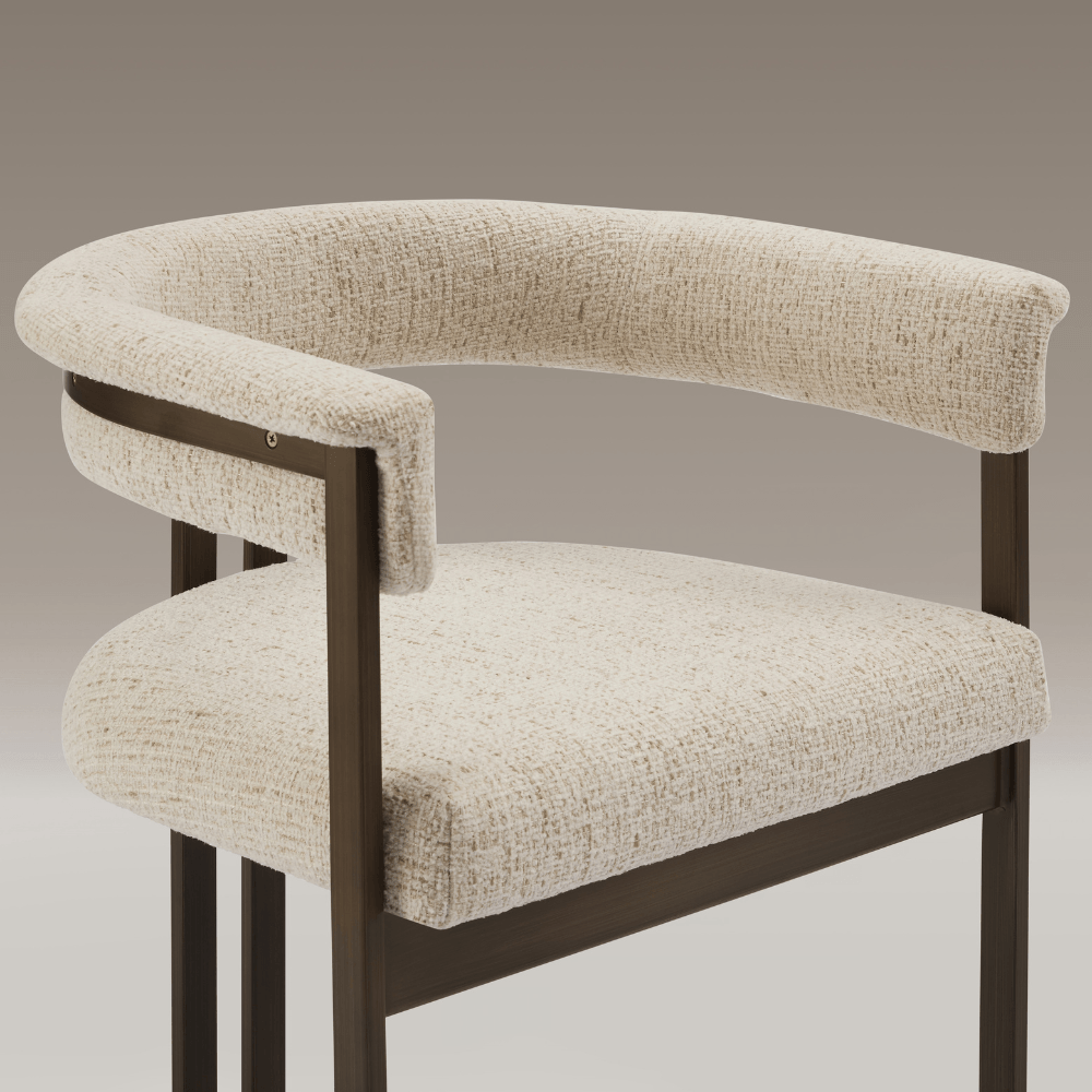 Stella Curved Cream Brushed Bronze Dining Chair