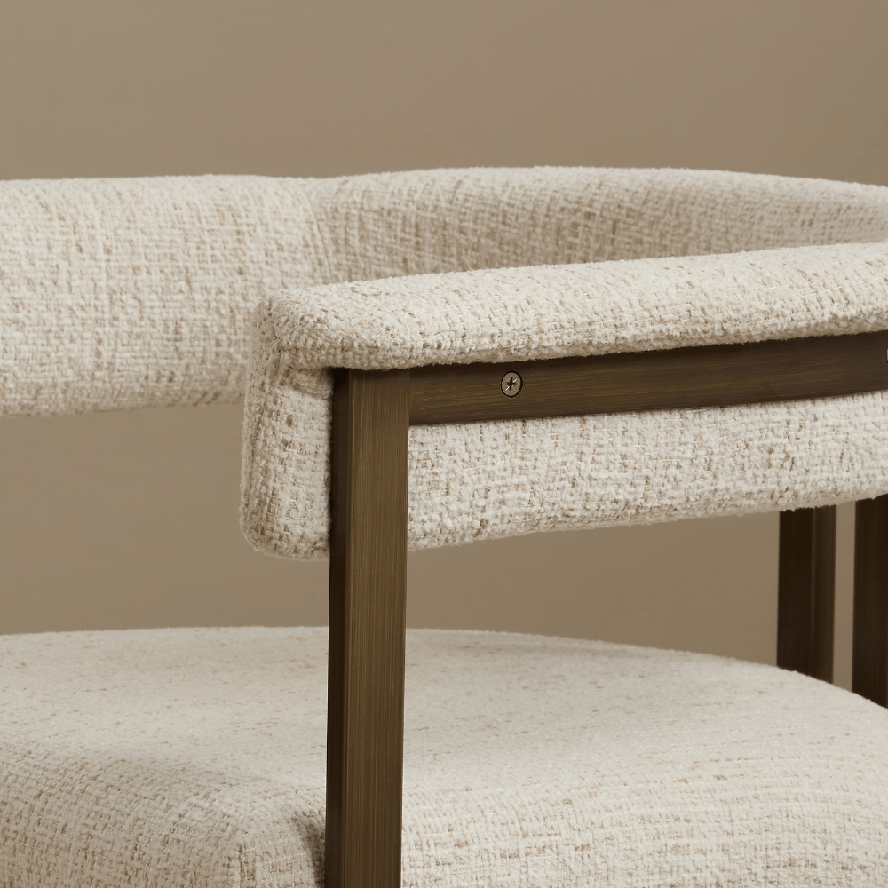 Stella Curved Cream Brushed Bronze Dining Chair