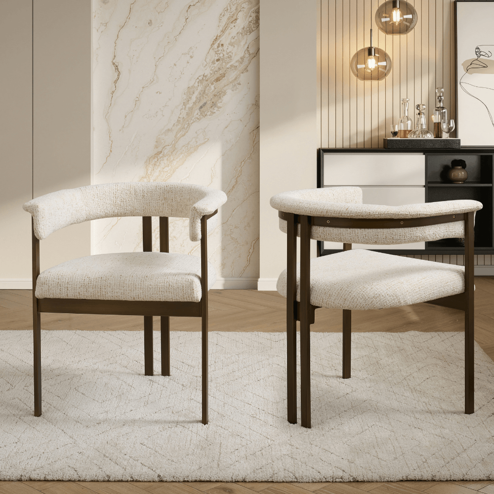 Stella Curved Cream Brushed Bronze Dining Chair