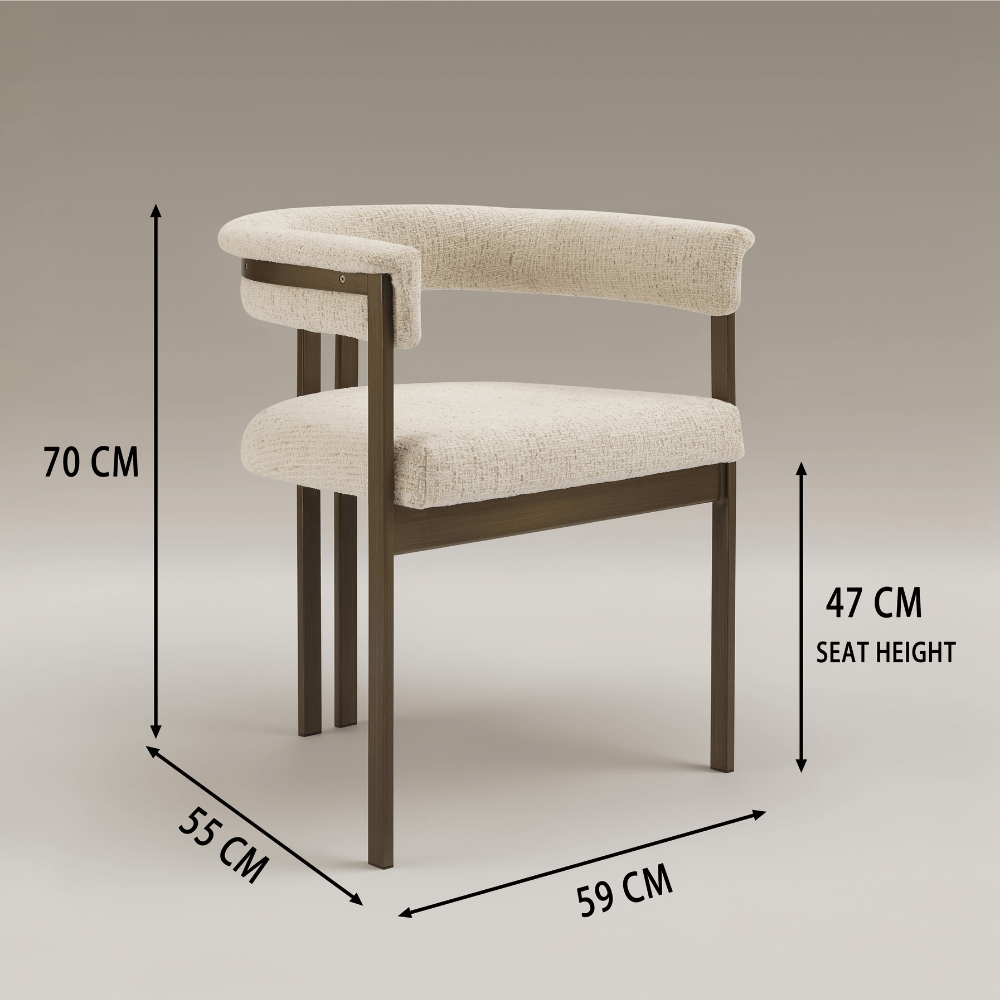 Stella Curved Cream Brushed Bronze Dining Chair