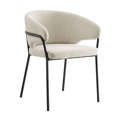 Cream Linen Dining Chair with Black Frame