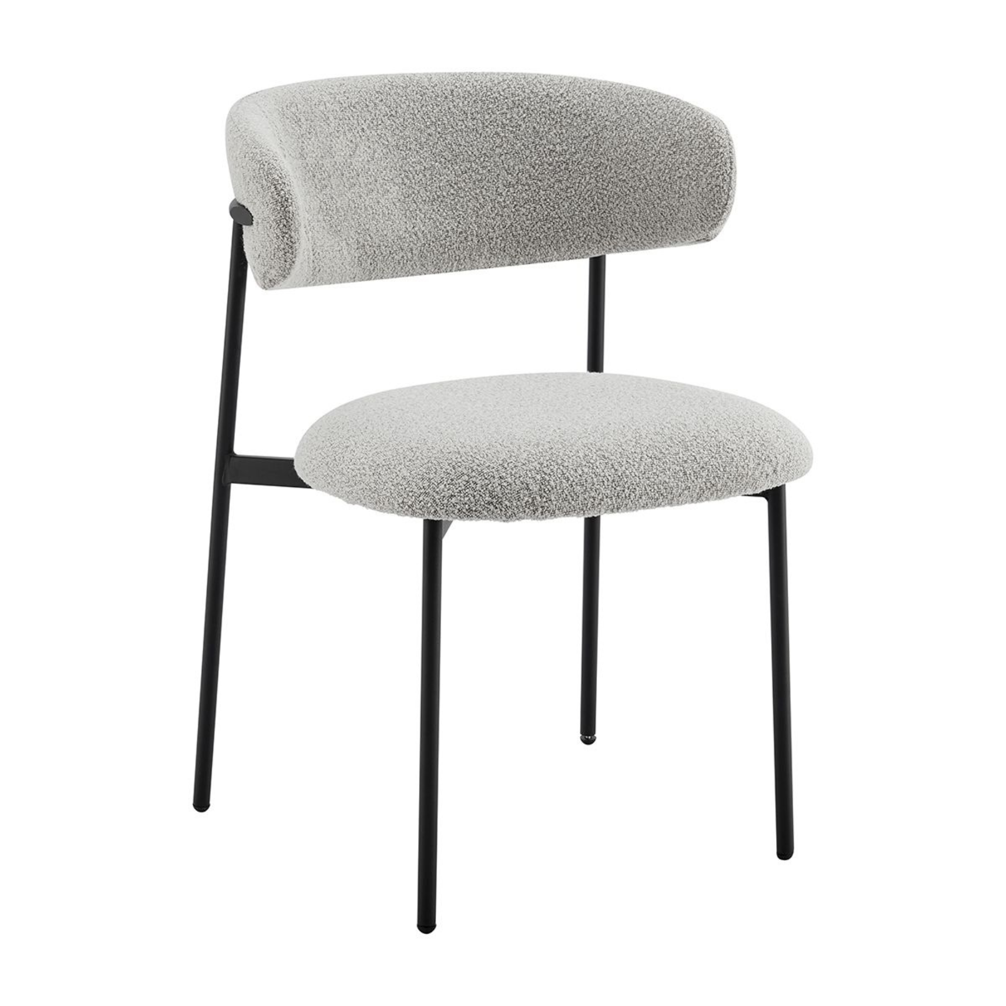 Remy Light Grey Boucle Dining Chair with Black Slimline Frame