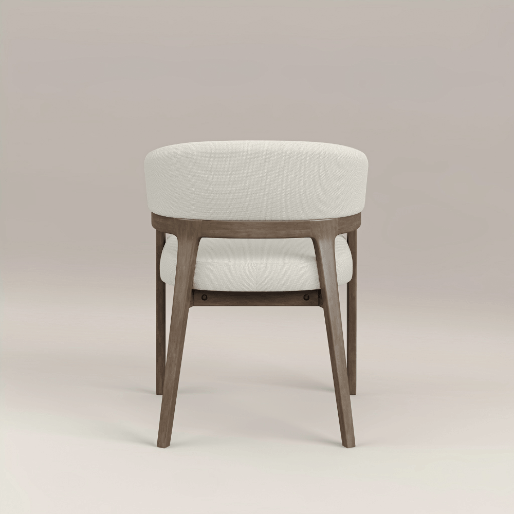 Kenso Walnut Wood Ivory Linen Dining Chair