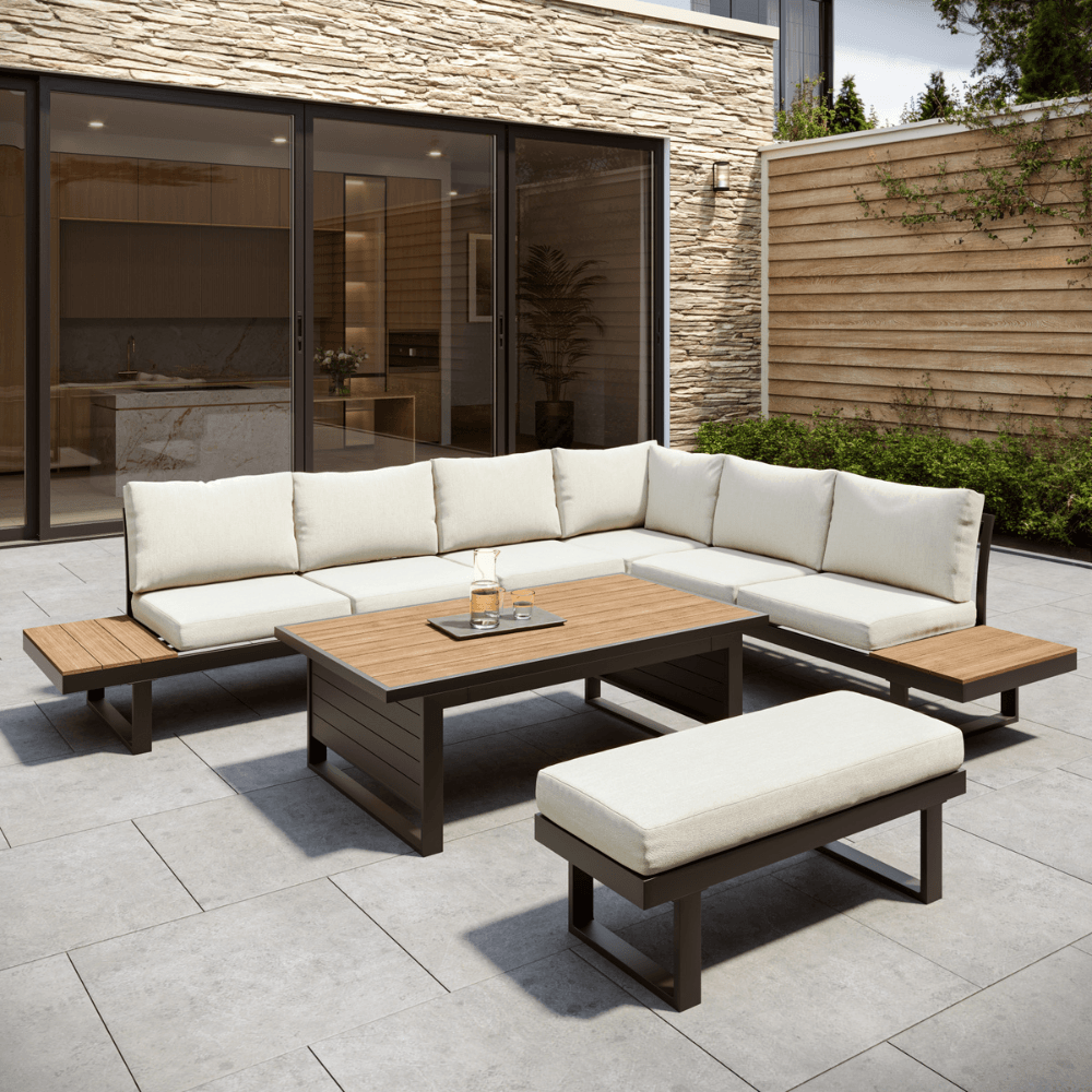 Geneva Cream Aluminium Frame Modular Sofa Dining Garden Set