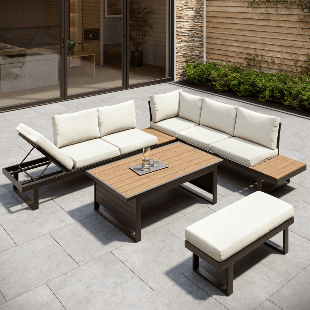 Geneva Cream Aluminium Frame Modular Sofa Dining Garden Set