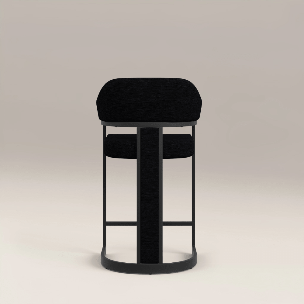 Camilla Curved Black Chenille Barstool